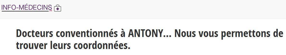 Les coordonnées des médecins généralistes à Antony, en Hauts-de-Seine, sont à retrouver sur info-medecins.fr